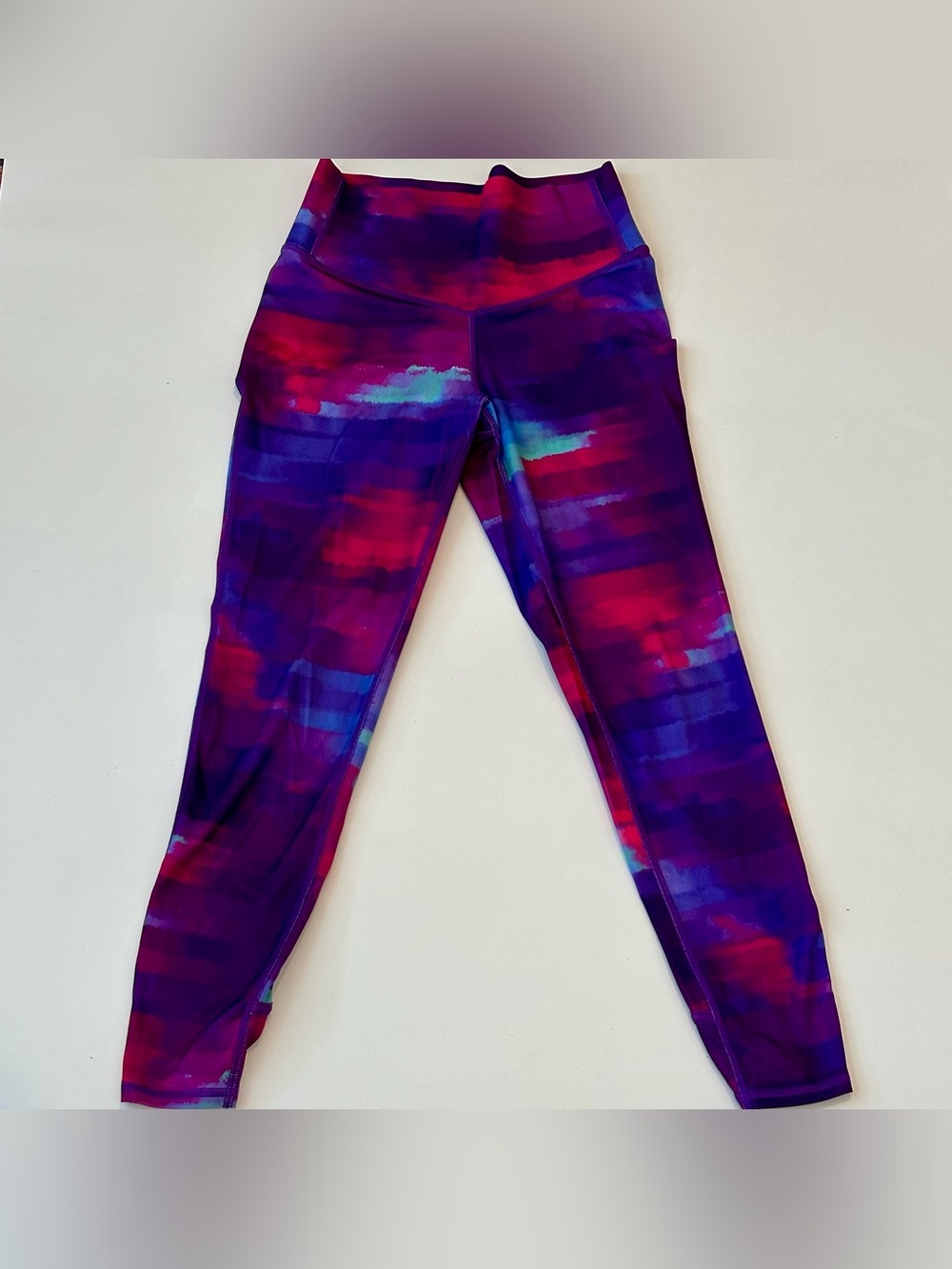 All In Motion Girls Watercolor Abstract Print Ruched Ankle Leggings XL 14/16